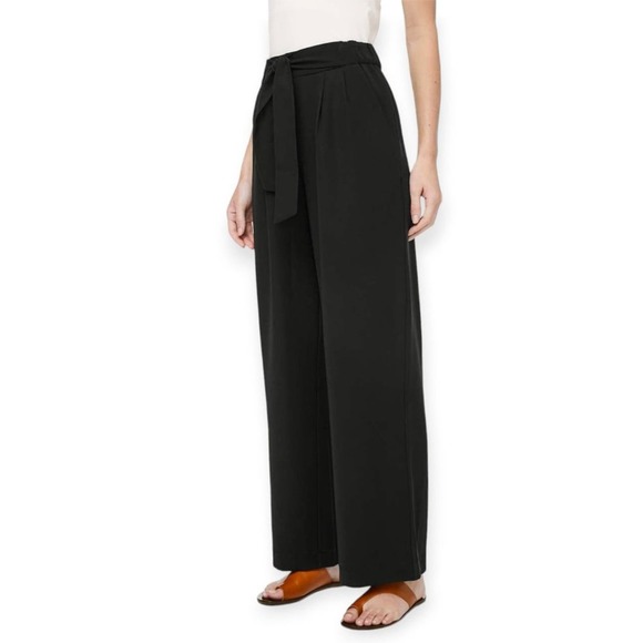 lululemon athletica Pants - Lululemon Noir Pant Womens 4 Black High Rise Wide-Leg Waist Tie Travel Woven